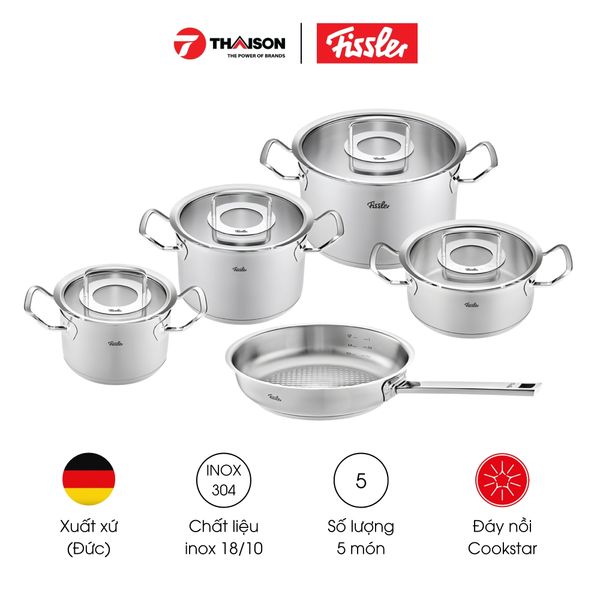 Bộ nồi Fissler Original-Profi Collection 5 món Nắp Vung Kính (4 nồi + 1 chảo)