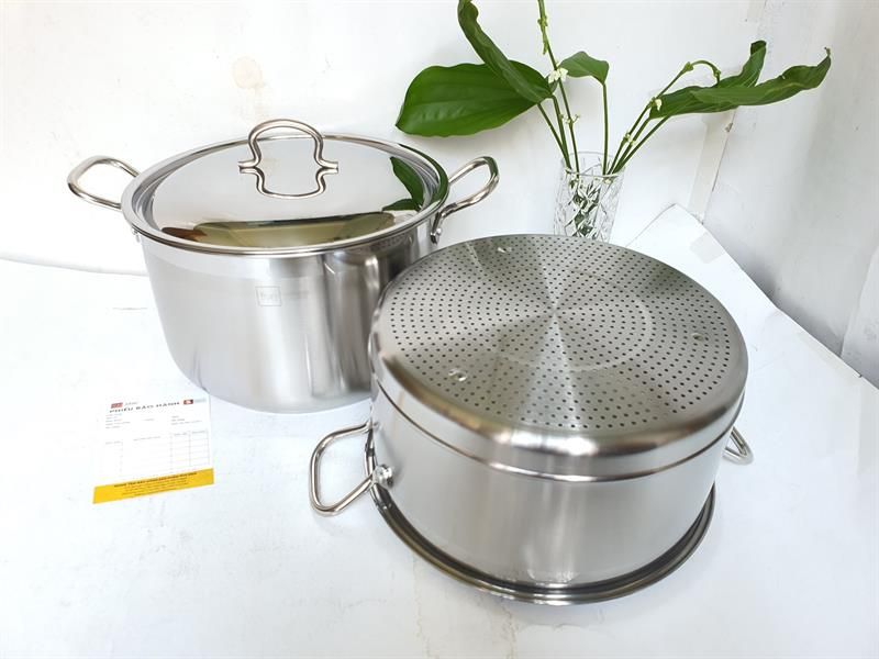 Bộ nồi xửng hấp inox 430 Fivestar nắp kính 32cm 02 pcs