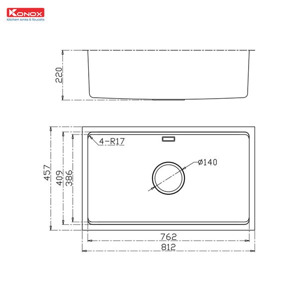 Kích thước chậu rửa bát Konox Workstation-Undermount Sink KN8146SU Dekor