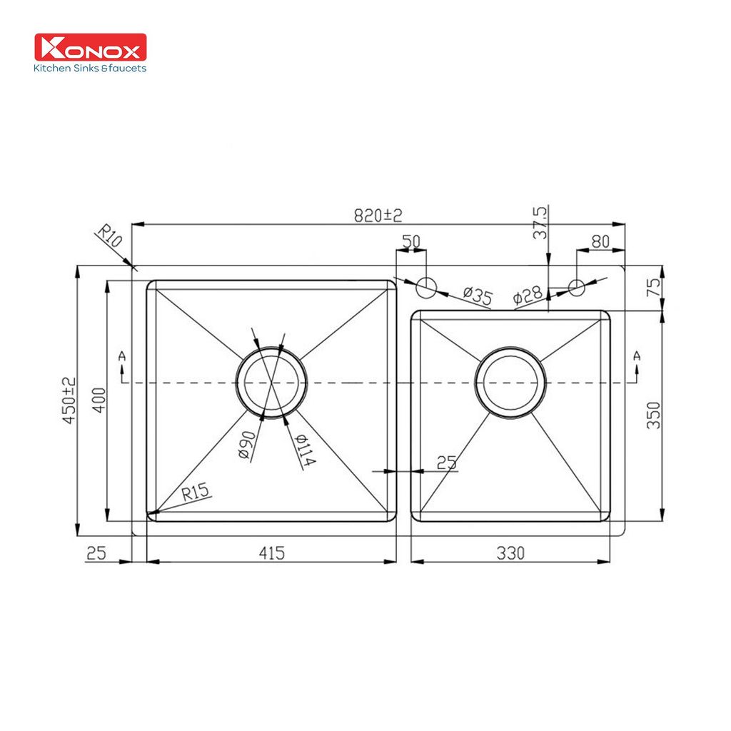 Chậu rửa bát Konox Overmount Sink KN8245DO