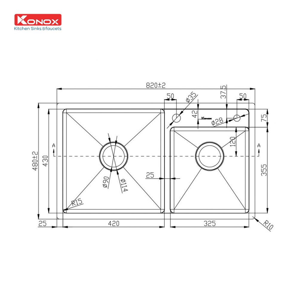 Chậu rửa bát Konox Overmount Sink KN8248DO