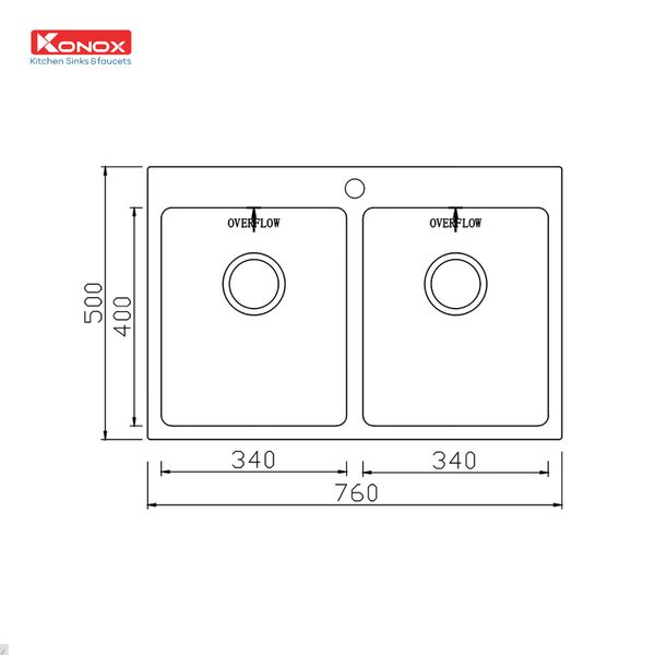 Kích thước Chậu rửa bát Konox Topmount UNICO 7650