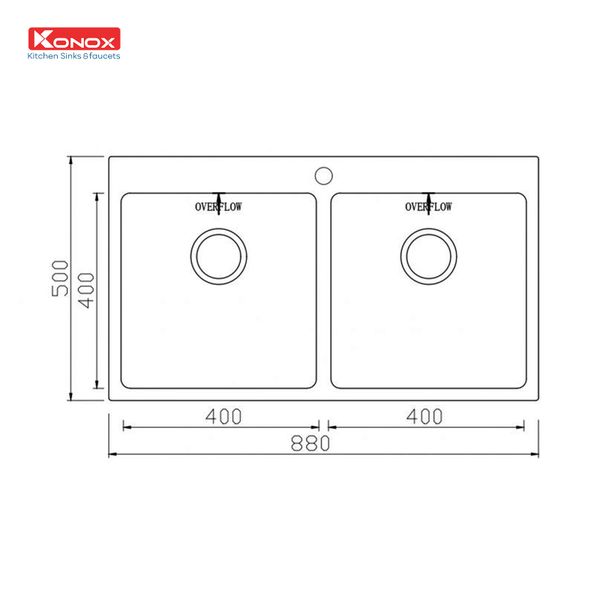 Kích thước Chậu rửa bát Konox Topmount UNICO 8850