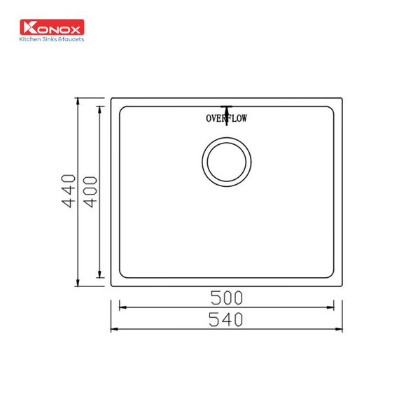 Kích thước Chậu rửa bát Konox Undermount CUBE 5444SU