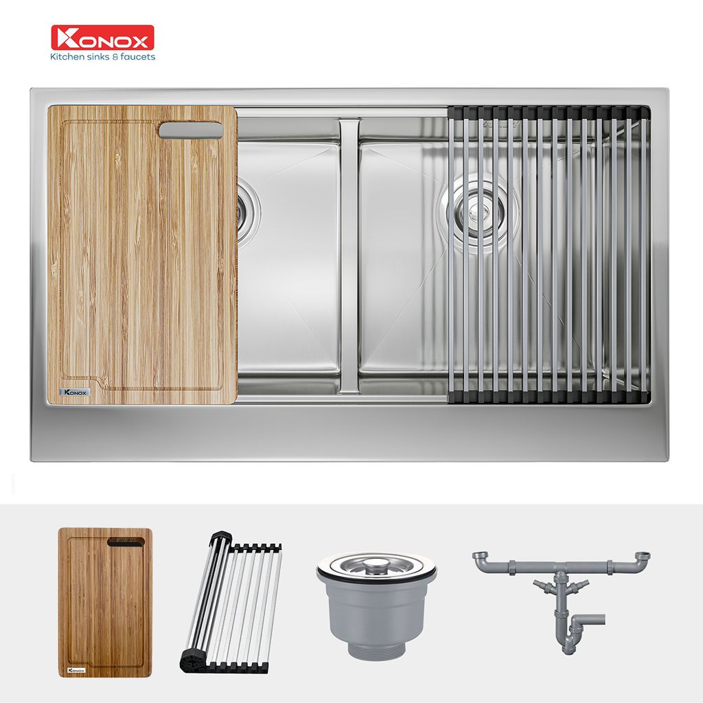 Chậu rửa bát Konox Workstation - Apron Sink KN8751DA Retta