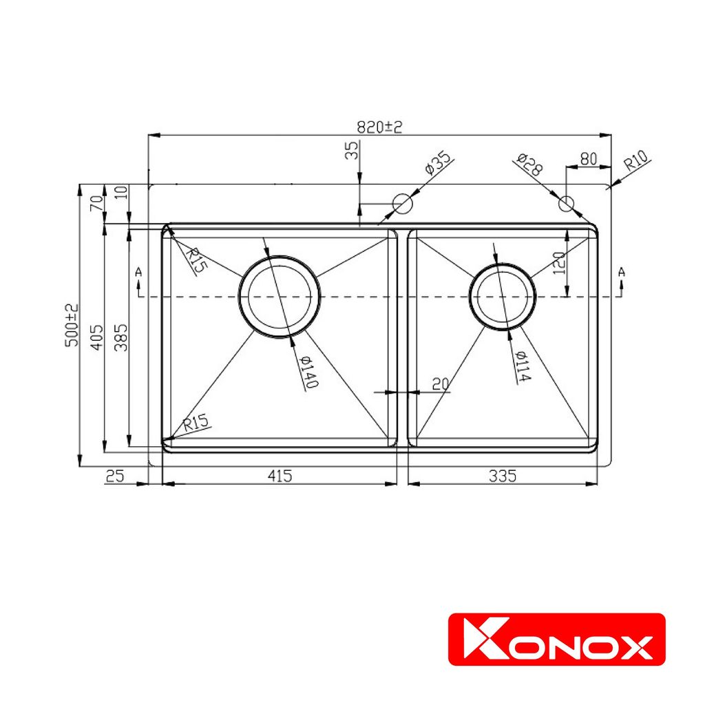 Chậu rửa bát Konox Workstation-Topmount Sink KN8250TD