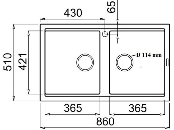 Chậu rửa bát KONOX PHOENIX 860 kích thước