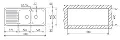 Chậu rửa bát Teka CLASSIC 1160.500 2B.1D