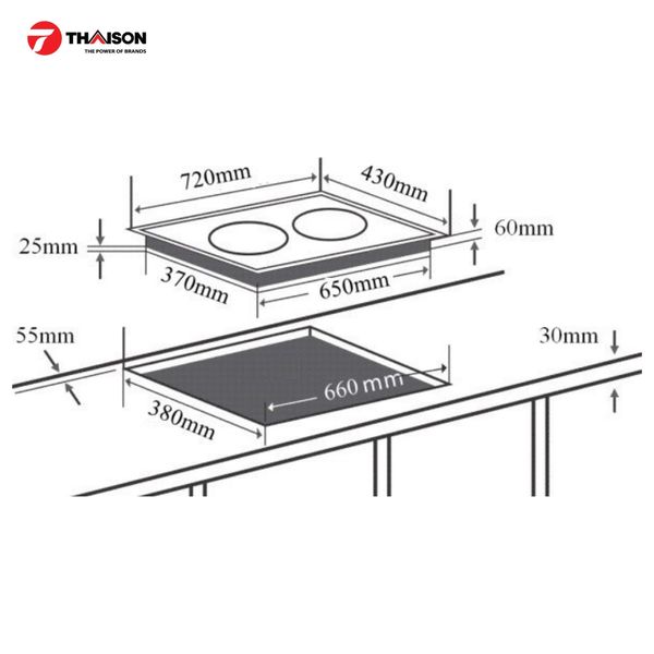 Bếp từ CHEFS EH-DIH203 kích thước