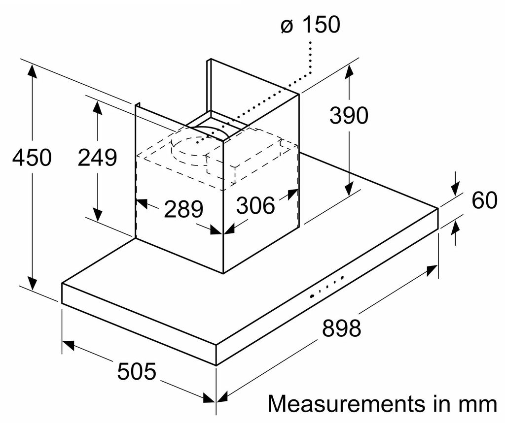 Máy hút mùi Bosch DWBM98G50B áp tường