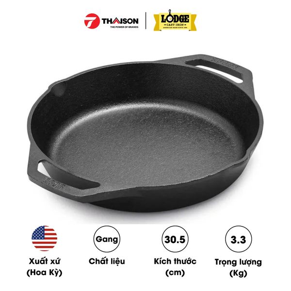 Chảo gang Lodge hai tay cầm L10SKL 30.5cm