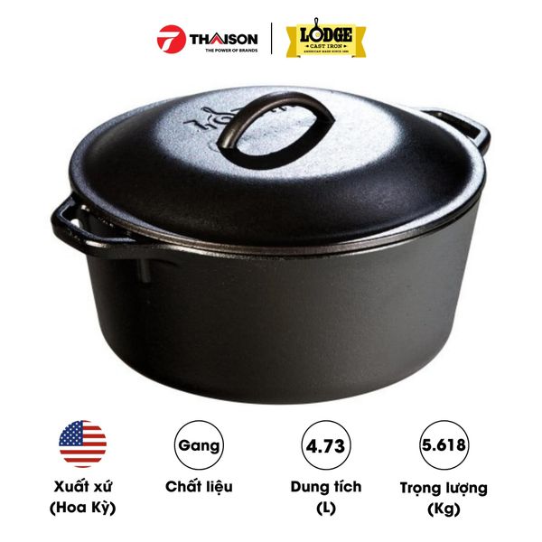 Nồi gang Lodge 25.7 cm - dung tích 4.73 lít L8DOL3