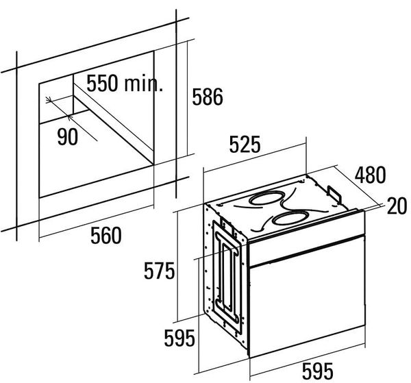 Lò nướng Cata CM 760 AS BK kích thước