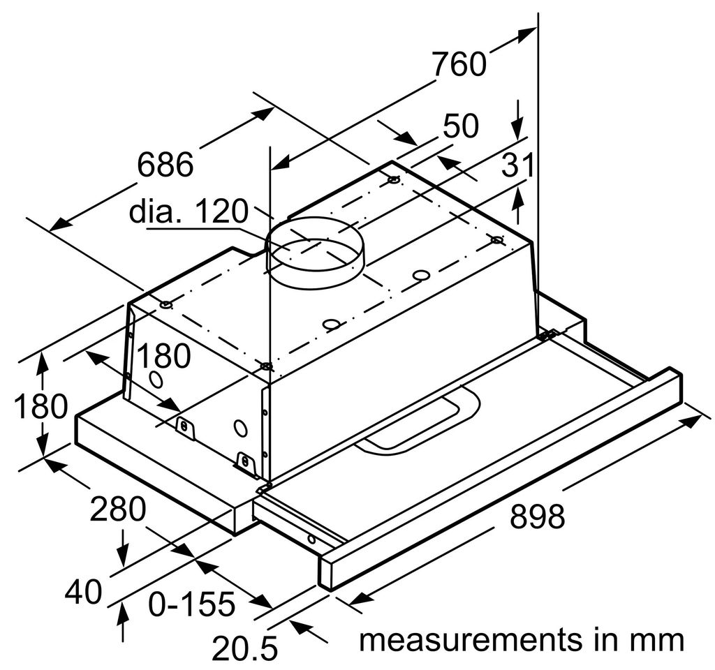 Máy hút mùi Bosch DFT93AC50 âm tủ