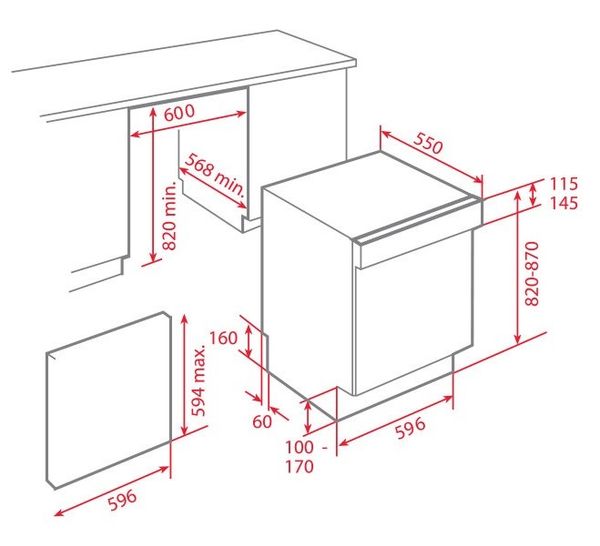 Máy rửa bát Teka DW8 60S kích thước bán âm