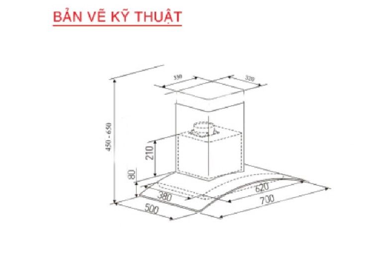 Máy hút mùi Prato PT-365.H2 kính cong