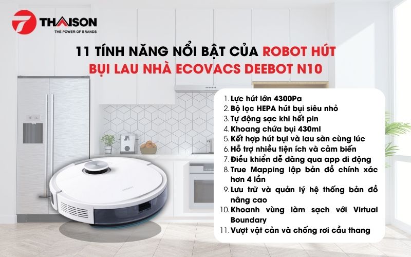 Robot hút bụi lau nhà Ecovacs Deebot N10