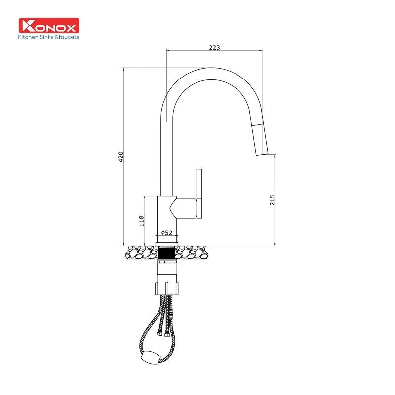 Vòi rửa bát Rút Dây Konox ALTO Chrome