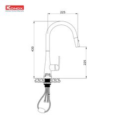 Vòi rửa bát rút dây Konox Curva Black