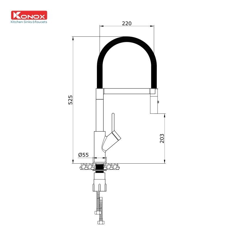 Vòi rửa bát thân mềm Konox Bian