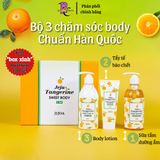 Bộ 3 sản phẩm chăm sóc BODY Hàn Quốc Jeju Tangerine Sweet Body, chiết xuất quýt làm sạch, tẩy tế bào chết, dưỡng ẩm