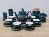 Bộ ấm chén Bát Tràng men xanh Mallard Hào Gia Phú Quý đầy đủ 18 vật phẩm