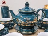 Bộ ấm chén Bát Tràng men xanh Mallard Hào Gia Phú Quý đầy đủ 18 vật phẩm