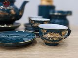 Bộ ấm chén Bát Tràng men xanh Mallard Hào Gia Phú Quý đầy đủ 18 vật phẩm