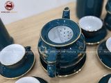 Bộ ấm chén Bát Tràng men xanh Mallard Hào Gia Phú Quý đầy đủ 18 vật phẩm