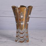 Bình hoa pha lê kích thước cao 35cm đắp nổi hoa văn mạ vàng 24K