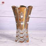 Bình hoa pha lê kích thước cao 35cm đắp nổi hoa văn mạ vàng 24K