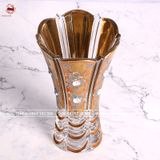 Bình hoa pha lê kích thước cao 35cm đắp nổi hoa văn mạ vàng 24K