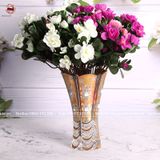 Bình hoa pha lê kích thước cao 35cm đắp nổi hoa văn mạ vàng 24K