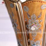 Bình hoa pha lê kích thước cao 35cm đắp nổi hoa văn mạ vàng 24K