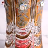 Bình hoa pha lê kích thước cao 35cm đắp nổi hoa văn mạ vàng 24K