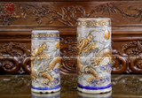 Bộ Đồ Thờ Bát Tràng họa tiết đắp nổi vẽ vàng 24k 32 vật phẩm | Bộ Thờ Cúng Gia Tiên Bát Tràng