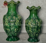 Bộ Đồ Thờ Bát Tràng đầy đủ dâng ban gia tiên men xanh hoàng thổ đắp nổi 20 vật phẩm | Bộ Thờ Cúng Gia Tiên Bát Tràng