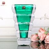 Binh hoa pha lê màu xanh lá vẽ hoa kích thước cao 25cm