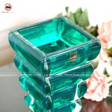 Binh hoa pha lê màu xanh lá vẽ hoa kích thước cao 25cm