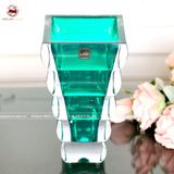Binh hoa pha lê màu xanh lá vẽ hoa kích thước cao 25cm