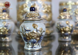 Bộ đồ thờ Bát Tràng đầy đủ dâng ban gia tiên men rạn đắp nổi vẽ vàng 36 vật phẩm | Bộ Thờ Cúng Gia Tiên Bát Tràng