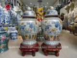 Chóe hoa sen men rạn đắp nổi cao 60cm
