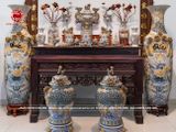 Bộ Đồ Thờ Bát Tràng đầy đủ cung tiến từ đường men rạn đắp nổi Bát Tràng 29 vật phẩm | Bộ Thờ Cúng Gia Tiên Bát Tràng