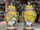 Chóe gốm sứ Bát Tràng họa tiết tứ cảnh nền vàng vẽ vàng 24k dung tích 20l
