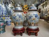 Chóe hoa sen men rạn đắp nổi cao 60cm