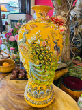 Mai bình công danh phú quý men vàng đắp nổi vẽ vàng kích thước cao 55cm