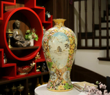 Mai bình hồ gươm Hà Nội men sứ màu kích thước cao 56cm đắp nổi vẽ vàng 24k