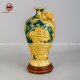Mai bình thuận buồm xuôi gió men xanh lục bảo đắp nổi dát vàng kích thước cao 55cm