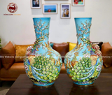 Bình phú quý Bát Tràng công danh phú quý men xanh đắp nổi vẽ vàng kích thước 72cm