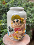 Lọ hoa họa tiết chú tiểu ôm hồ lô vàng đắp nổi kích thước 30cm